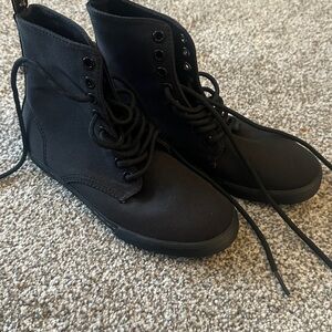 Dr. Martens Kids Black Canvas Lace-Up Boots